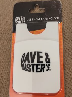 NWT! Dave & Busters White Phone Card Holder - Slim Adhesive Wallet